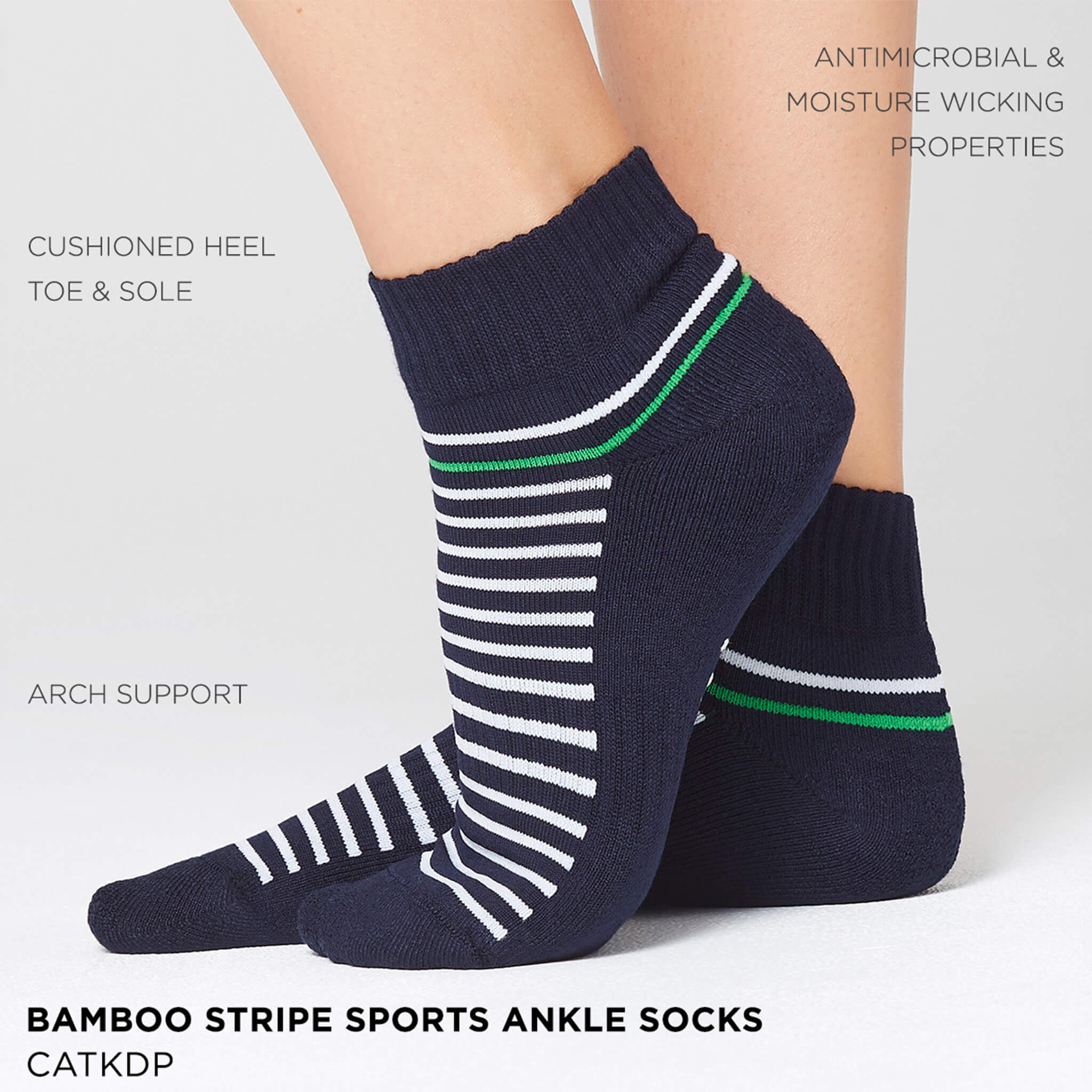 Bamboo Stripe Sports Ankle Socks