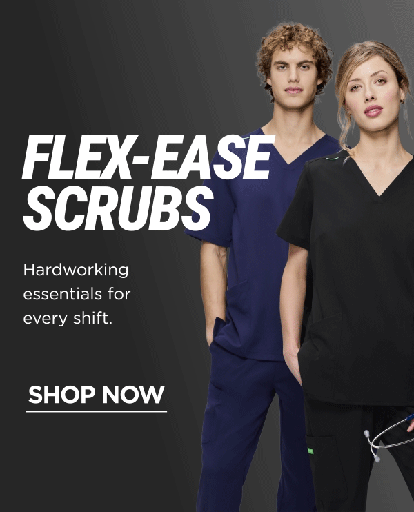 New: Flex-Ease Scrubs - Hardworking essentials for every shift.