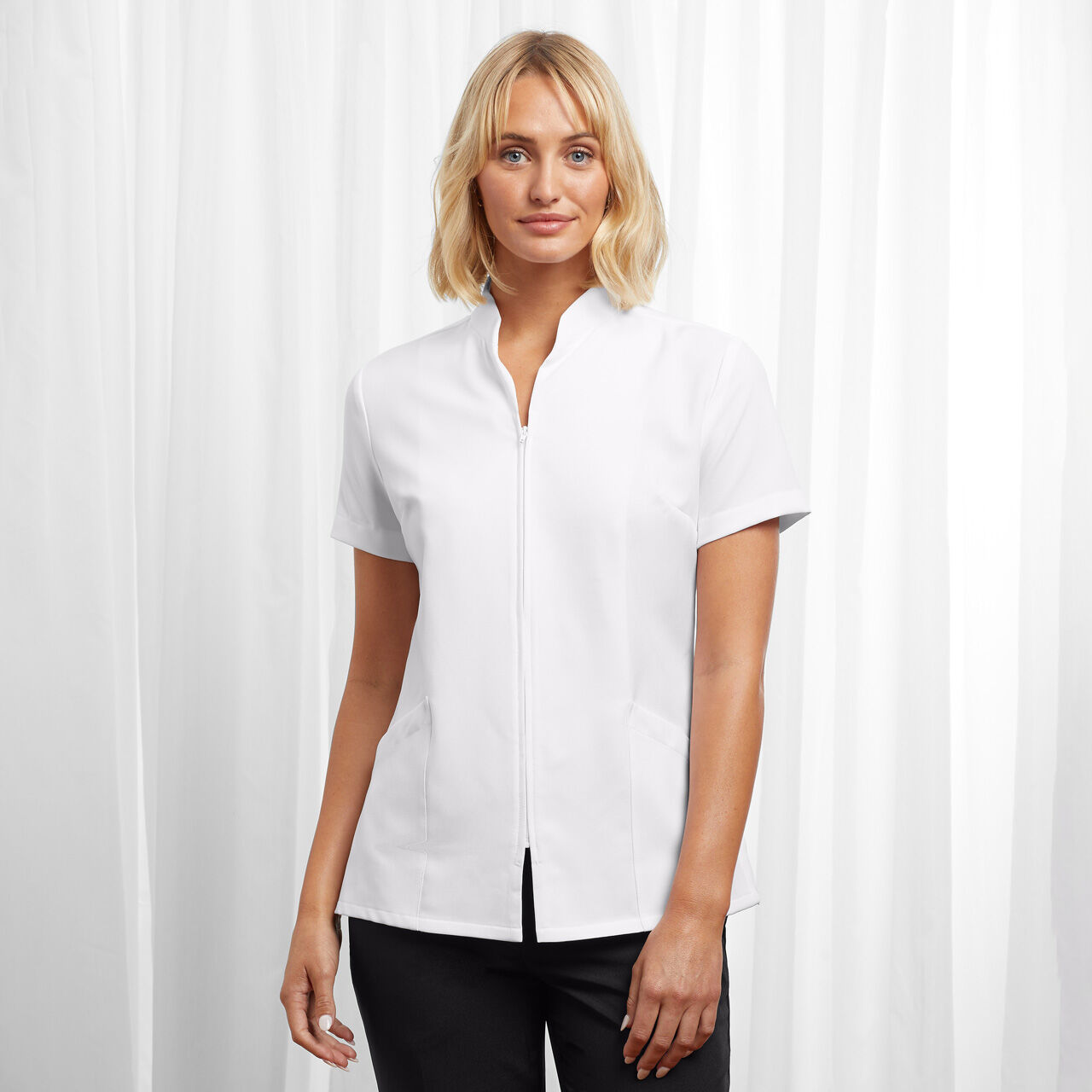 HELIX DRY ZIP FRONT TUNIC - WHITE