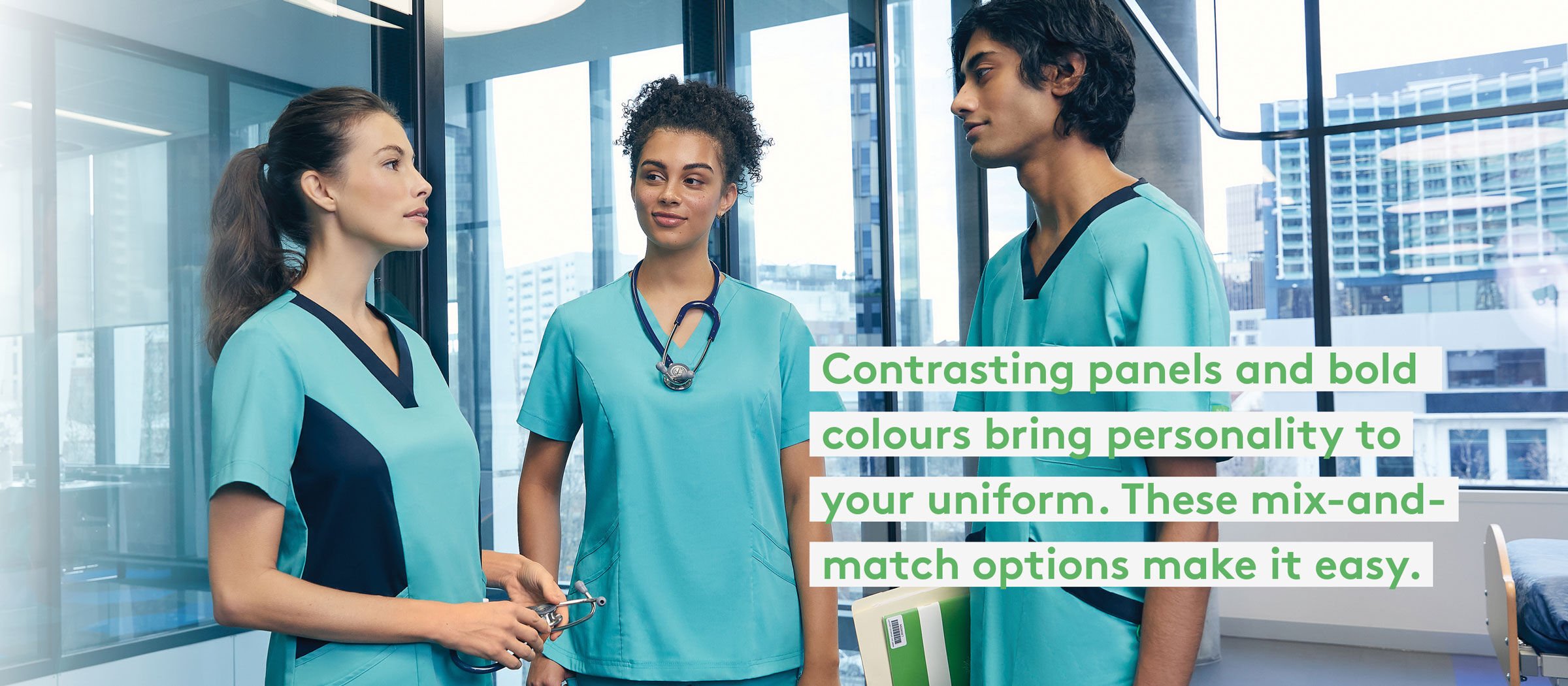 Mix-and-match scrubs styles