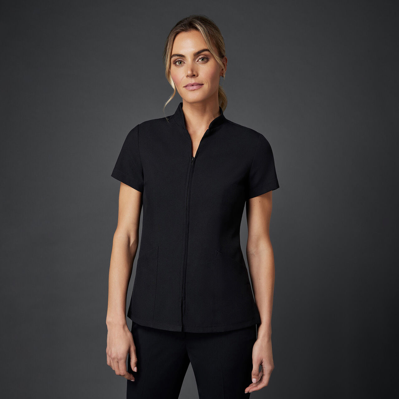 HELIX DRY ZIP FRONT TUNIC - BLACK