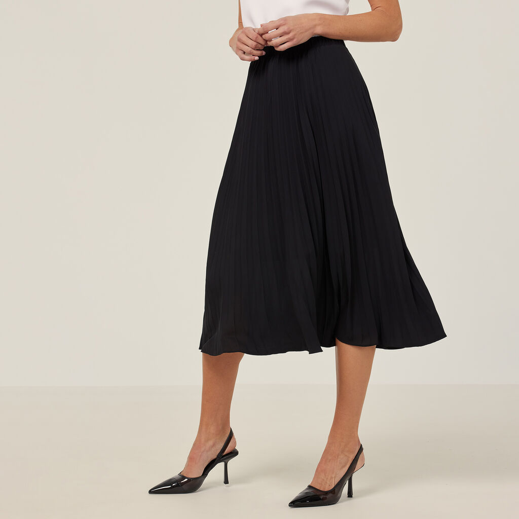 Georgie Midi Pleated Skirt, black | NNT Uniforms