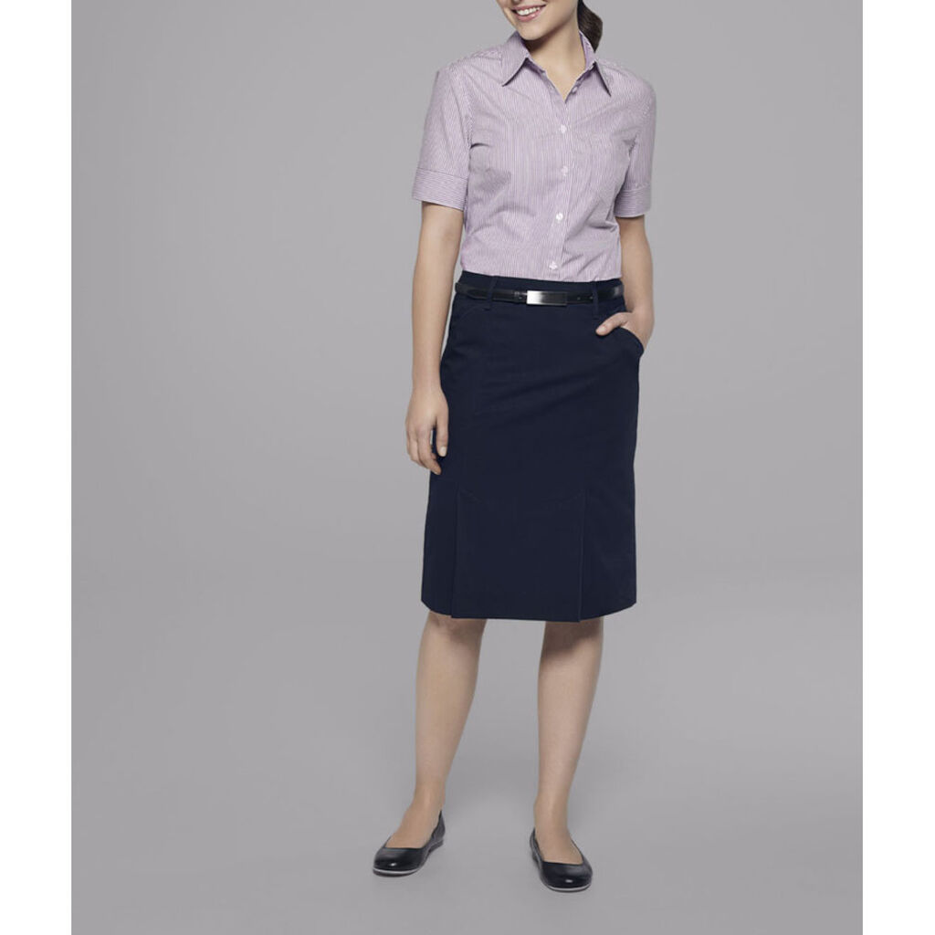 P/V Gaberdine Box Pleat Utility Skirt