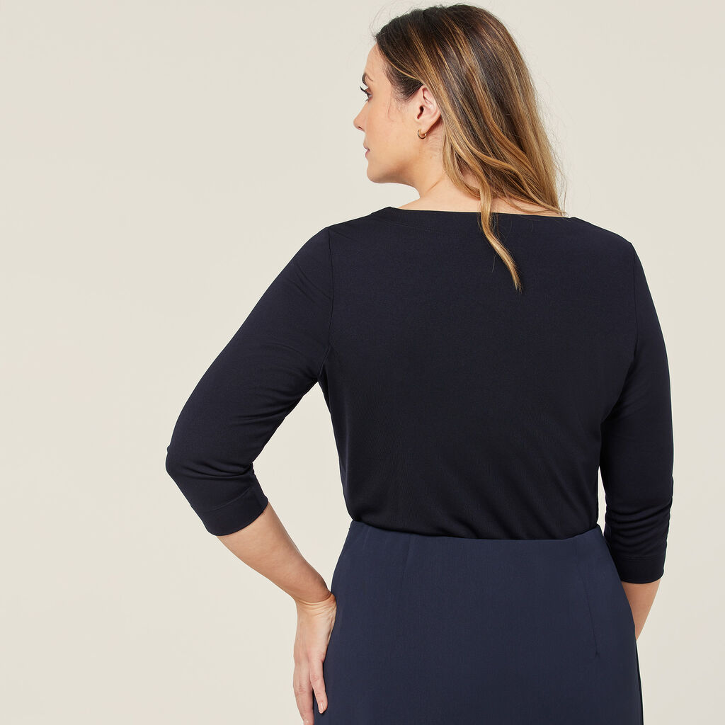 Matt Jersey Boat Neck 3/4 Sleeve Top