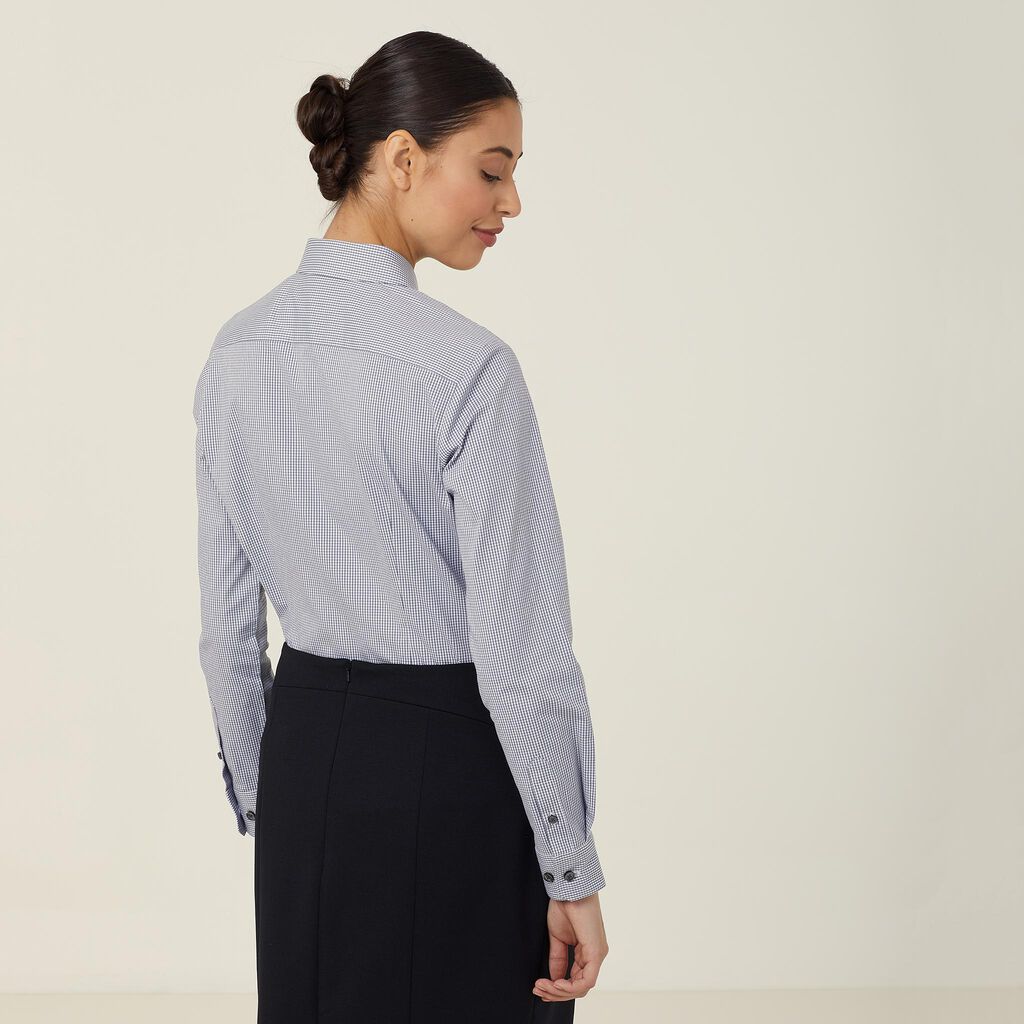 Avignon Gingham Check Stretch Long Sleeve Slim Shirt