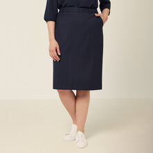 Wool Blend Twill Secret Waist Midi Skirt