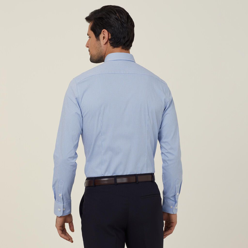 Avignon Gingham Check Stretch Long Sleeve Slim Shirt