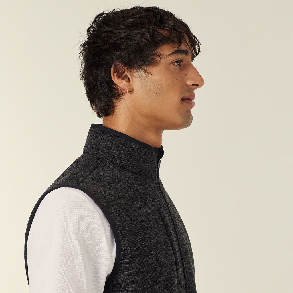 Men's Textured Fleece Zip Front Vest