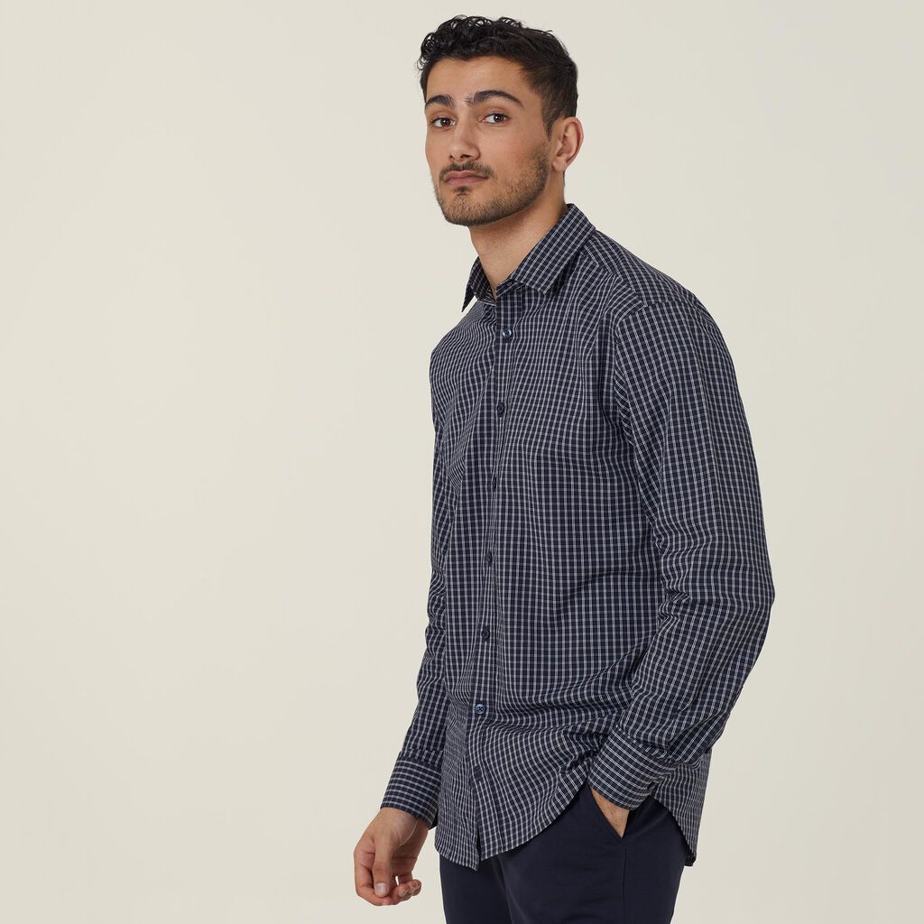Avignon Window Check Stretch Long Sleeve Shirt