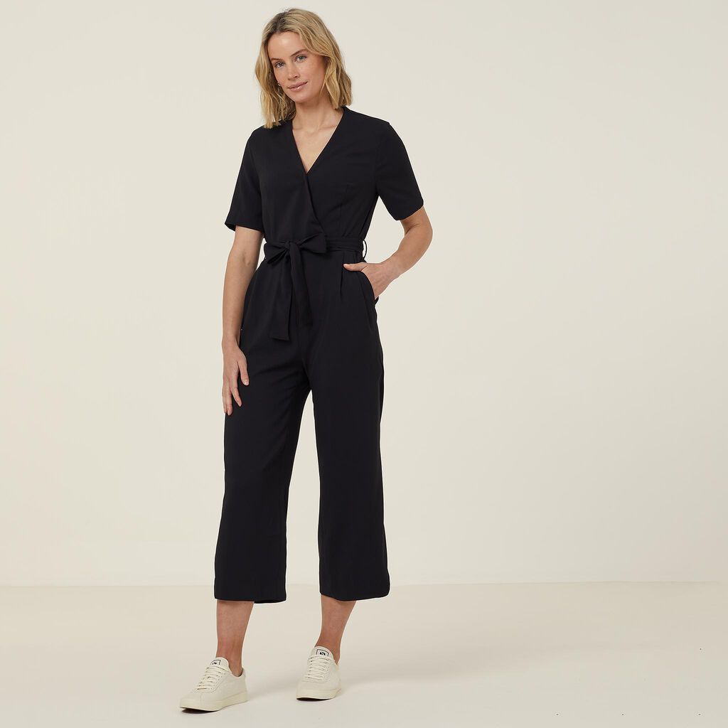 Heavy Stretch Georgette Short Sleeve Jumpsuit