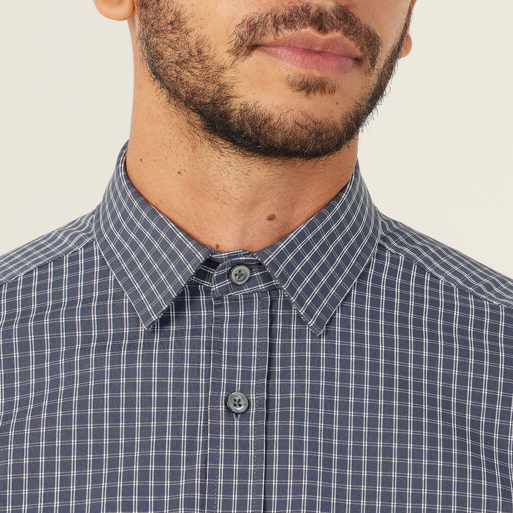 Avignon Window Check Stretch Long Sleeve Shirt