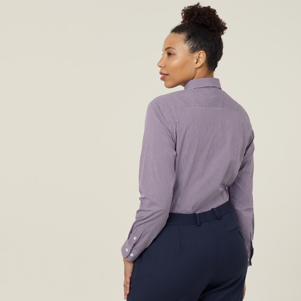 Avignon Gingham Check Stretch Long Sleeve Slim Shirt