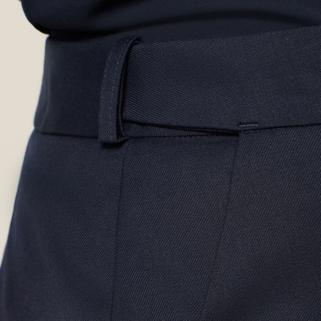 Wool Blend Twill Secret Waist Midi Skirt