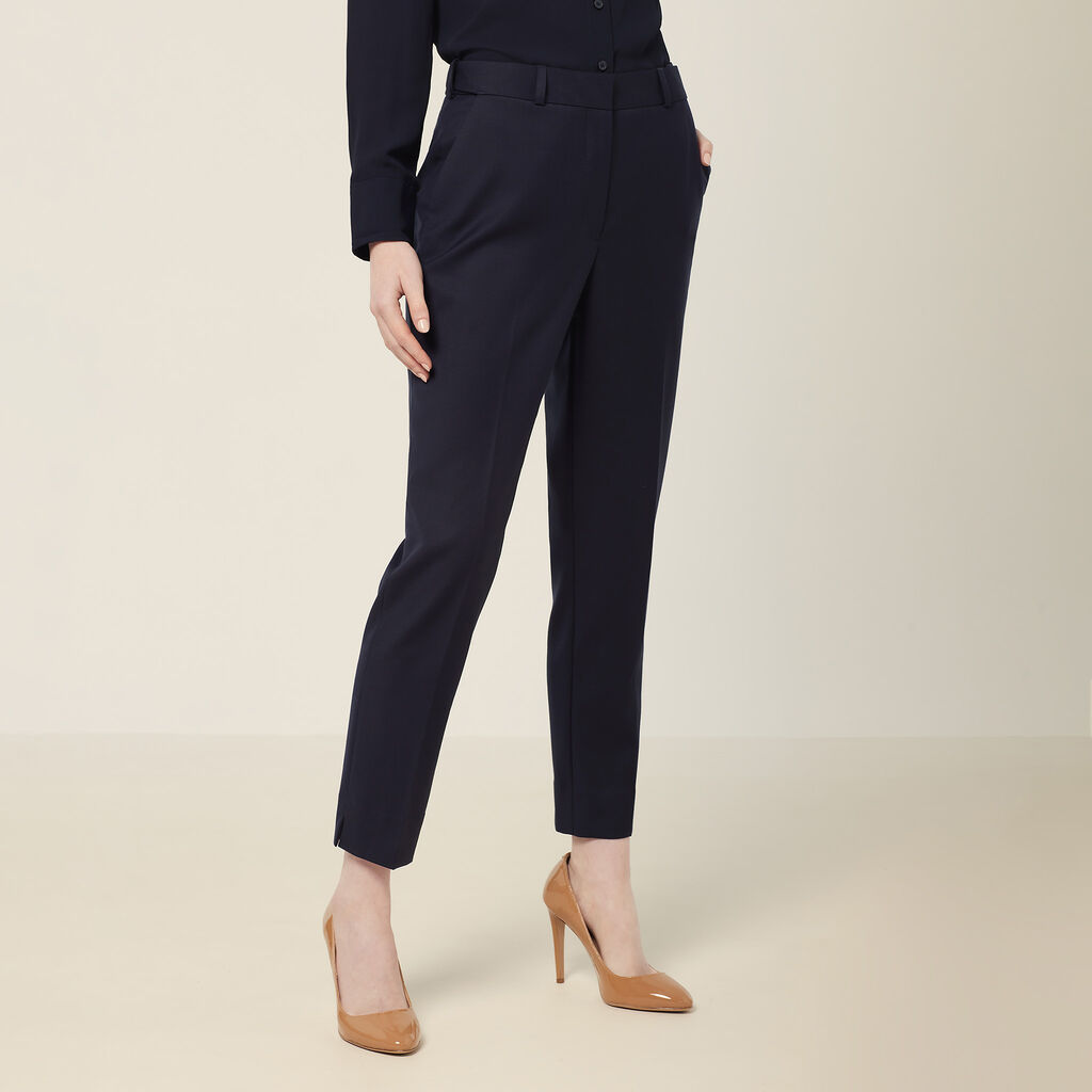 Wool Blend Twill Secret Waist Slim Leg Pant