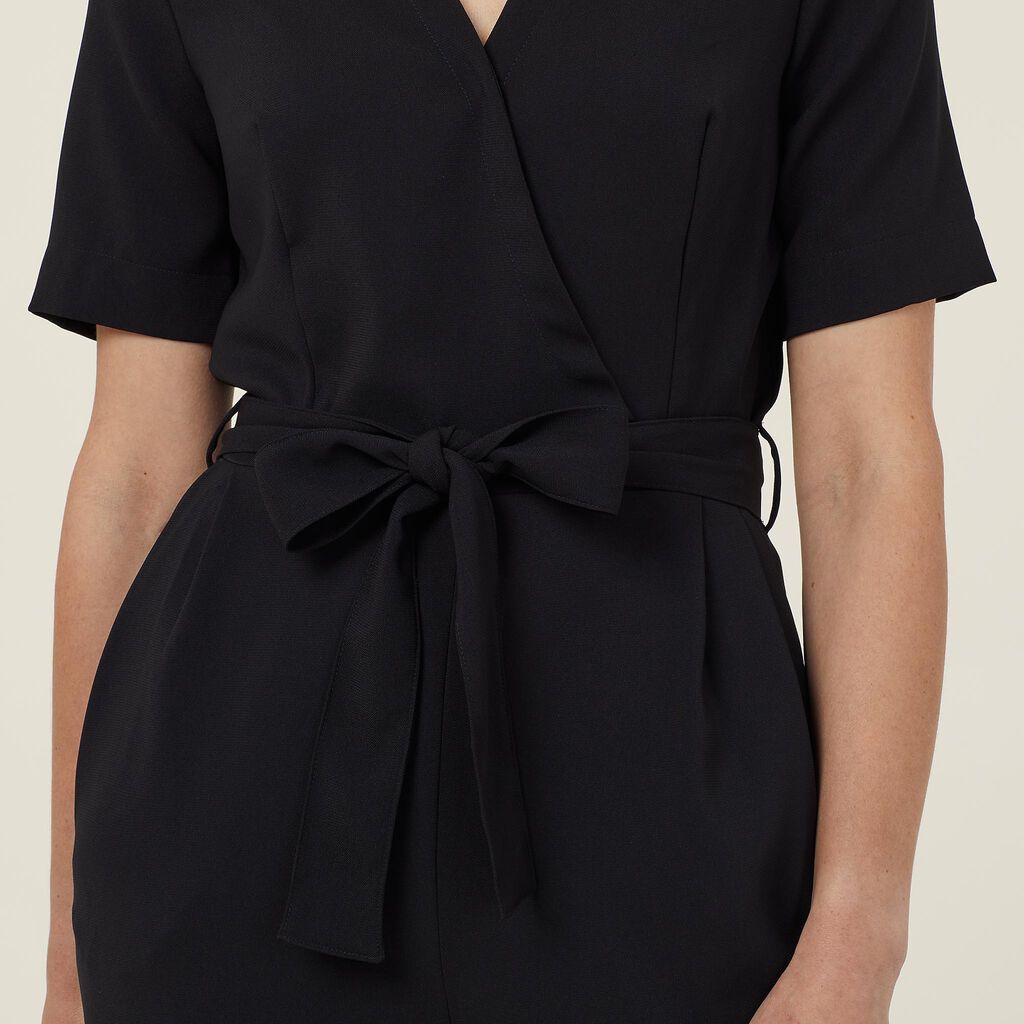Heavy Stretch Georgette Short Sleeve Jumpsuit