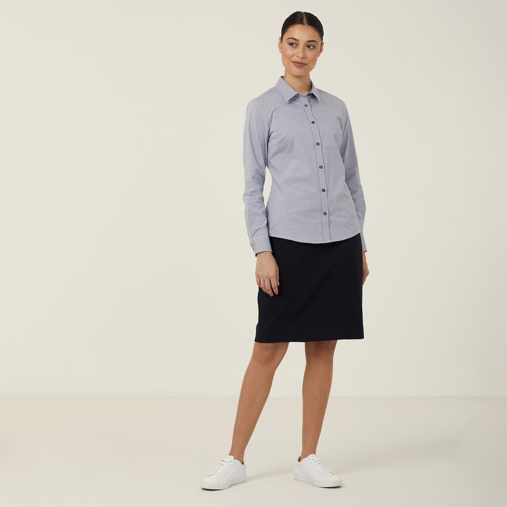 Avignon Gingham Check Stretch Long Sleeve Slim Shirt