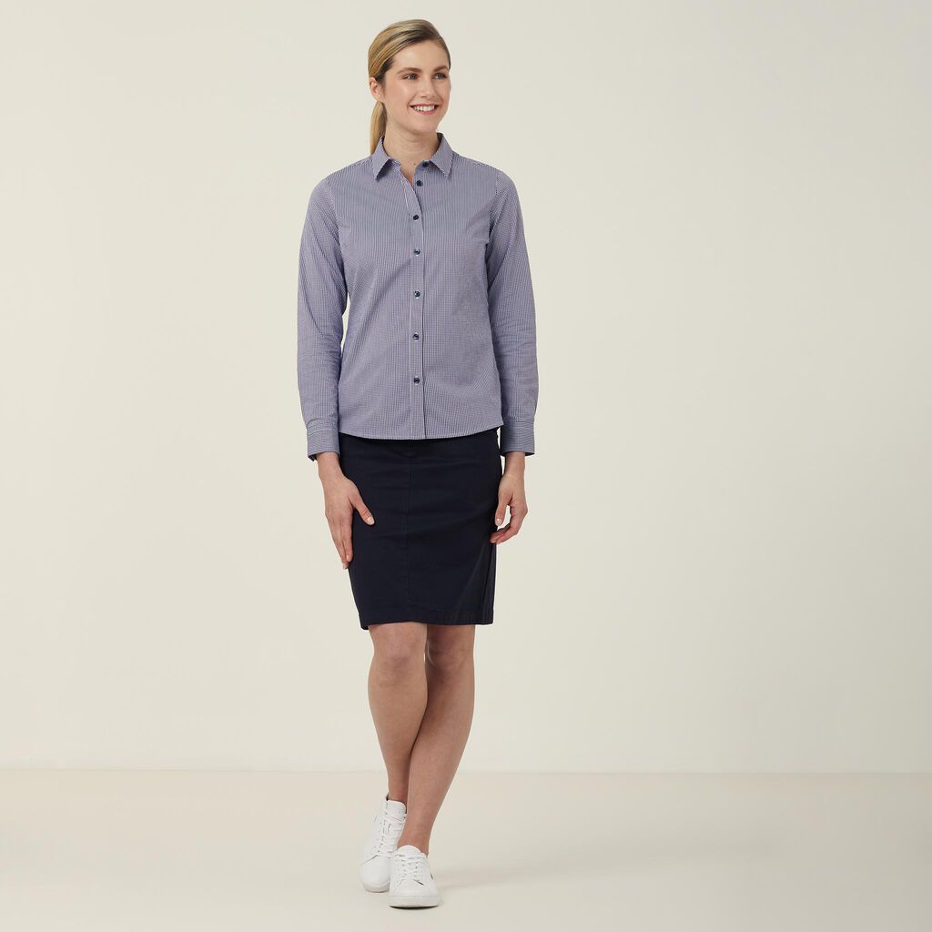 Avignon Gingham Check Stretch Long Sleeve Slim Shirt