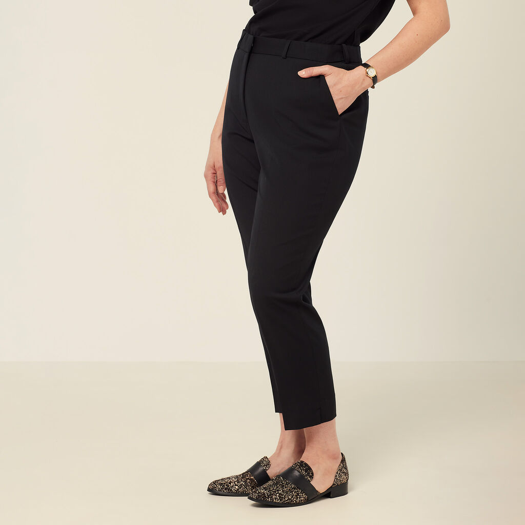 Wool Blend Twill Secret Waist Slim Leg Pant