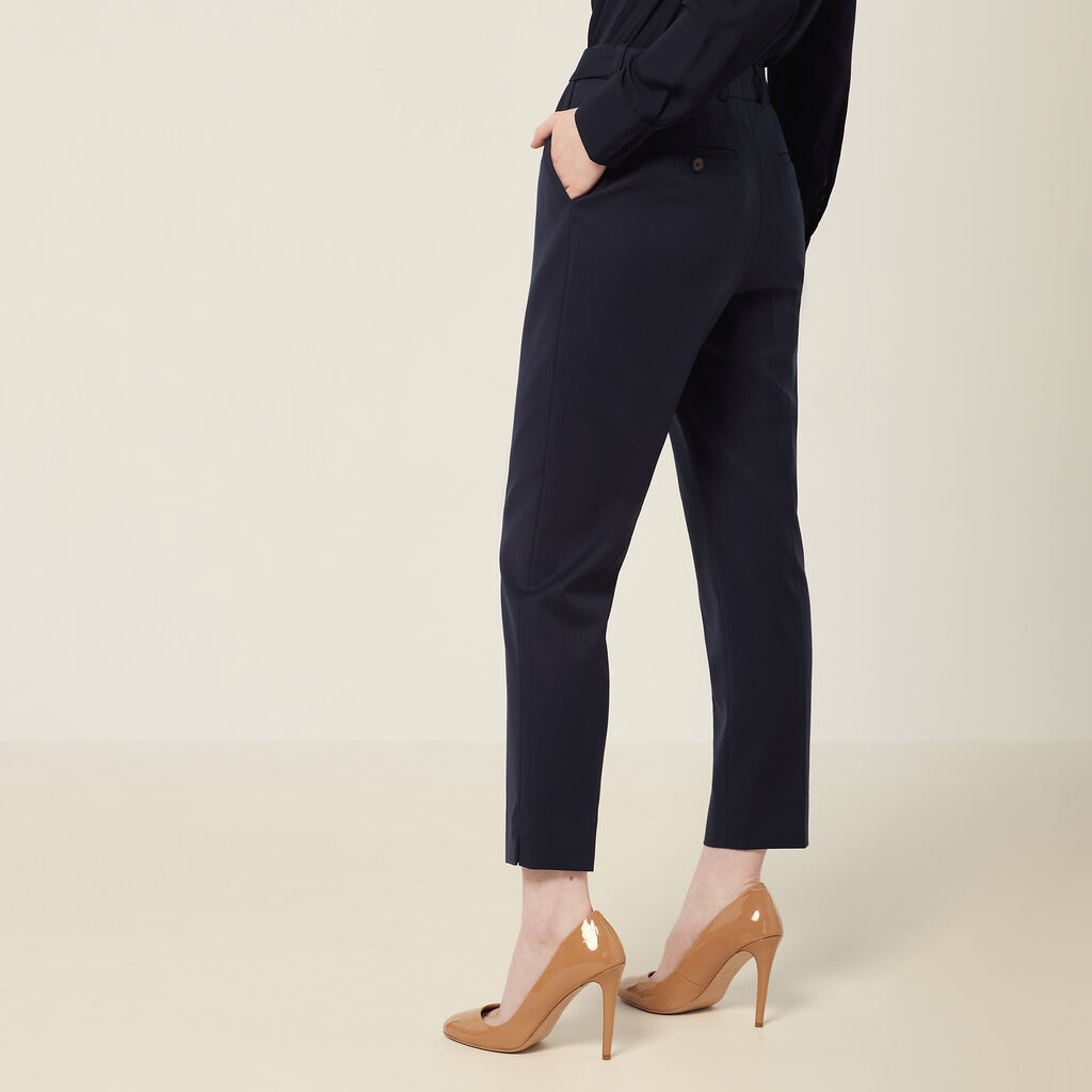 Wool Blend Twill Secret Waist Slim Leg Pant