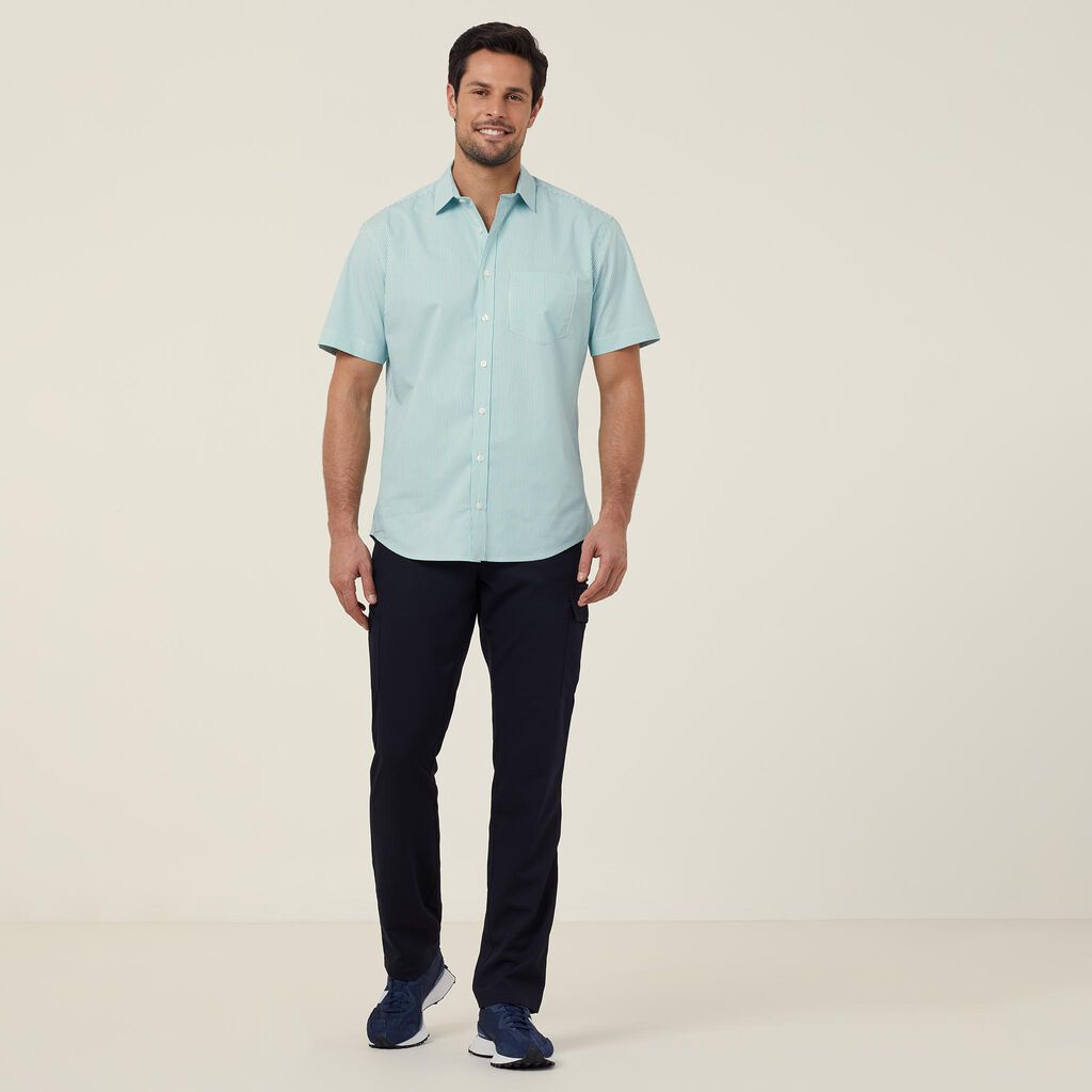 Avignon Fine Block Stripe Stretch Short Sleeve Shirt