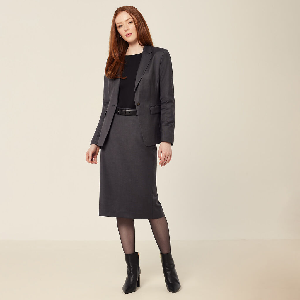Wool Blend Twill Tailored Jacket
