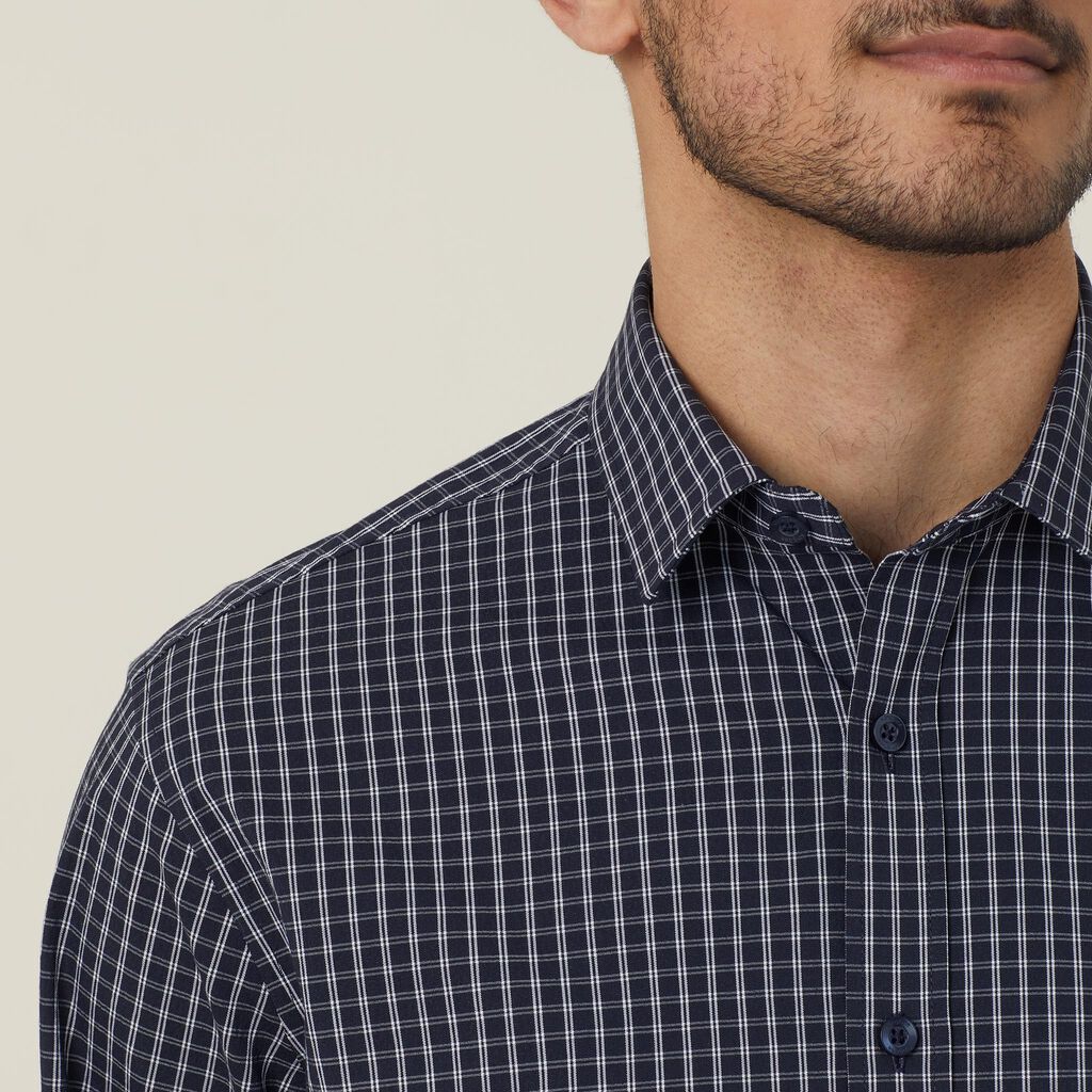 Avignon Window Check Stretch Long Sleeve Shirt
