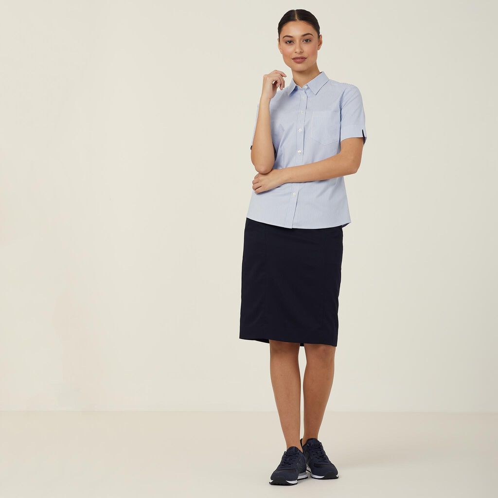 Avignon Fine Block Stripe Stretch Short Sleeve Shirt