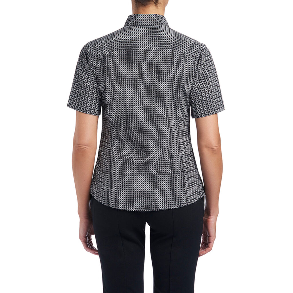 Pixel Print Short Sleeve Action Back Shirt 