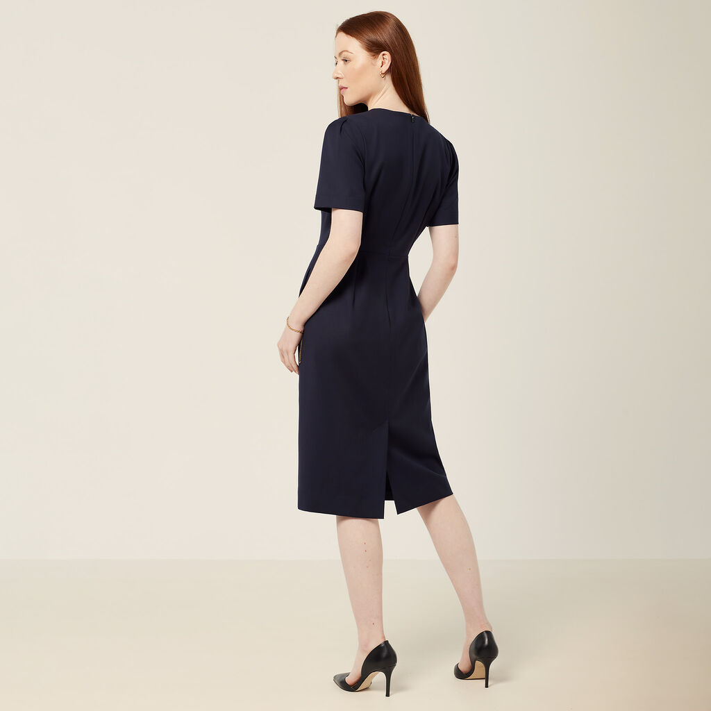 Wool Blend Twill Short Sleeve Dress