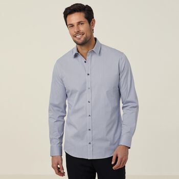 Avignon Gingham Check Stretch Long Sleeve Slim Shirt