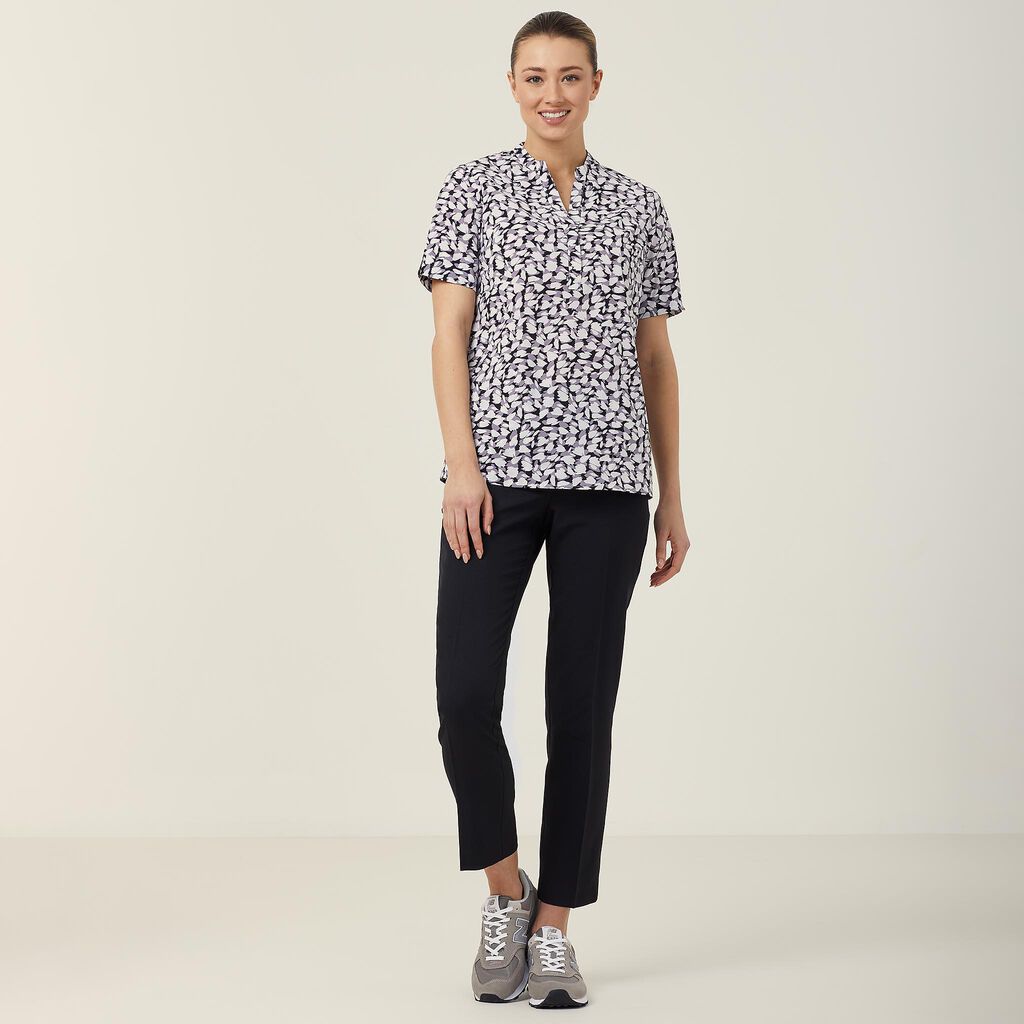 Antibacterial Petal Print Short Sleeve Tunic