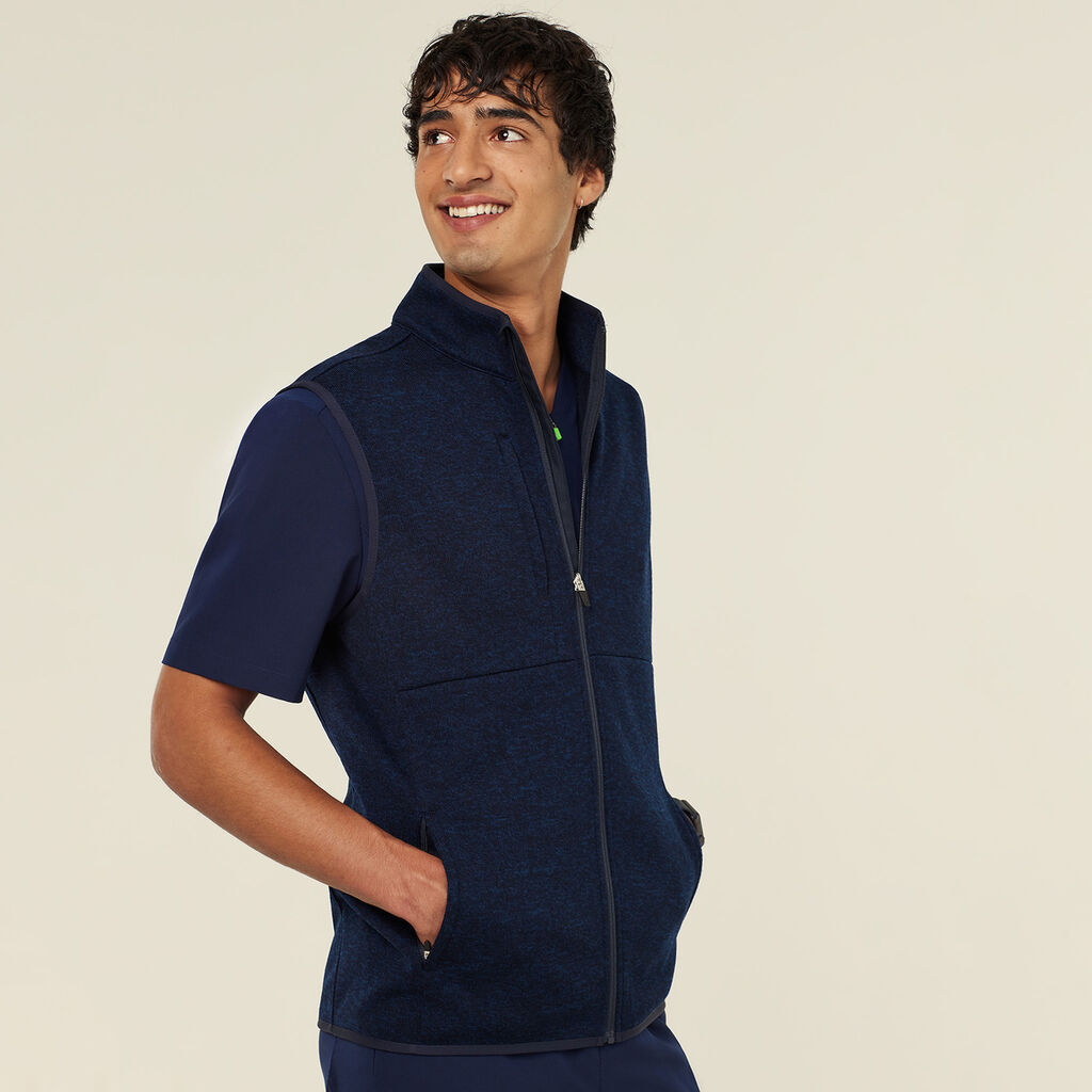 Men's Textured Fleece Zip Front Vest