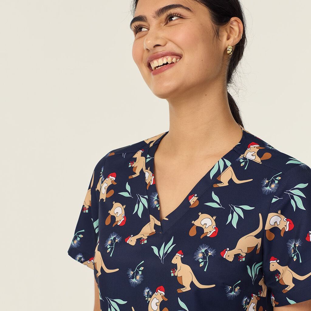 Native Festive Scrub Top