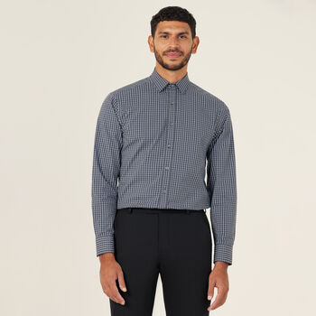 Avignon Window Check Stretch Long Sleeve Shirt