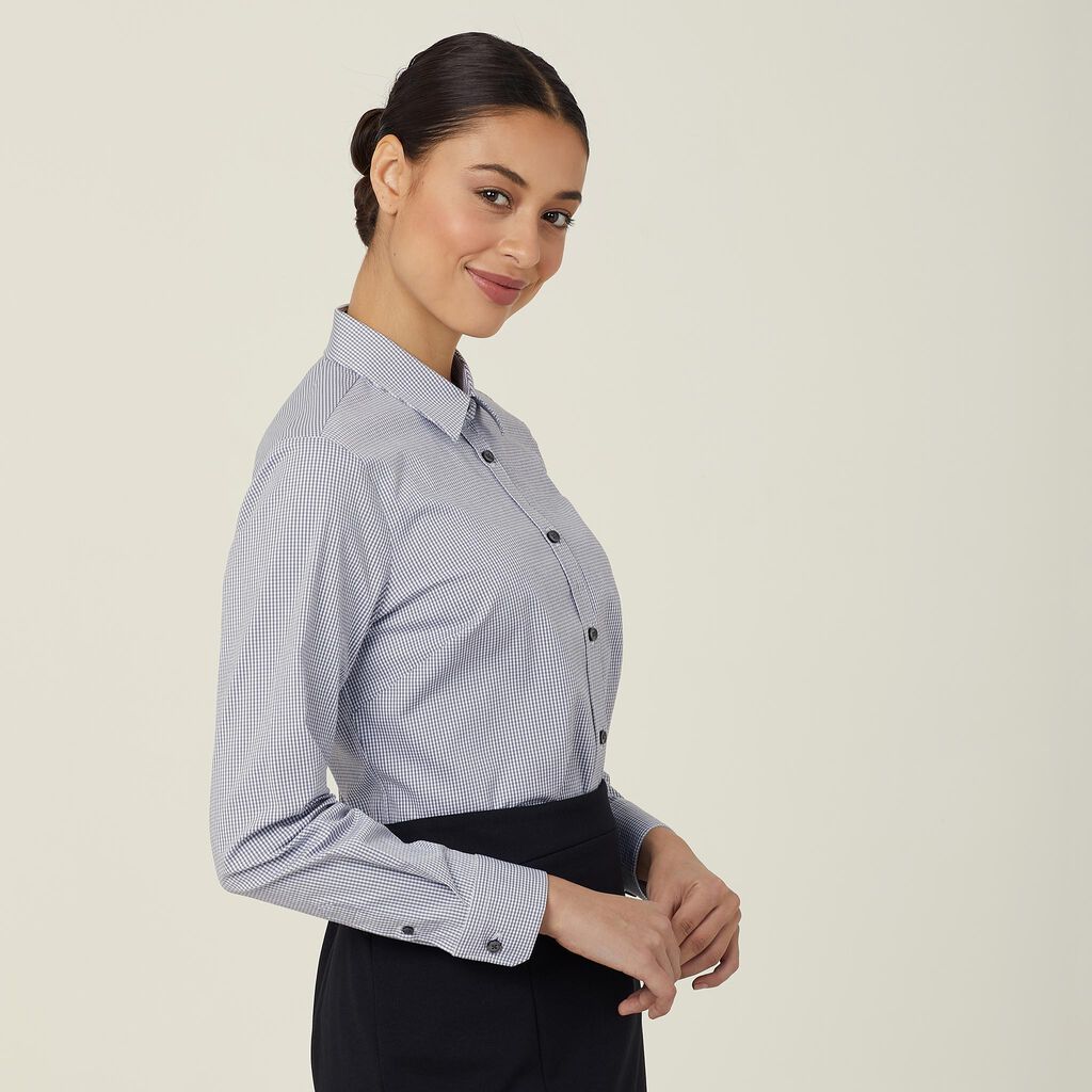 Avignon Gingham Check Stretch Long Sleeve Slim Shirt
