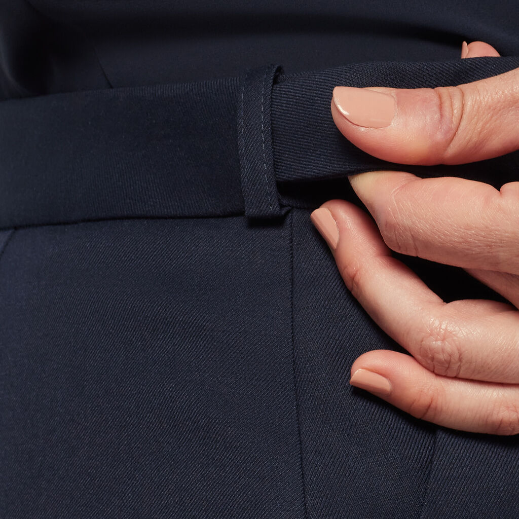 Wool Blend Twill Secret Waist Midi Skirt