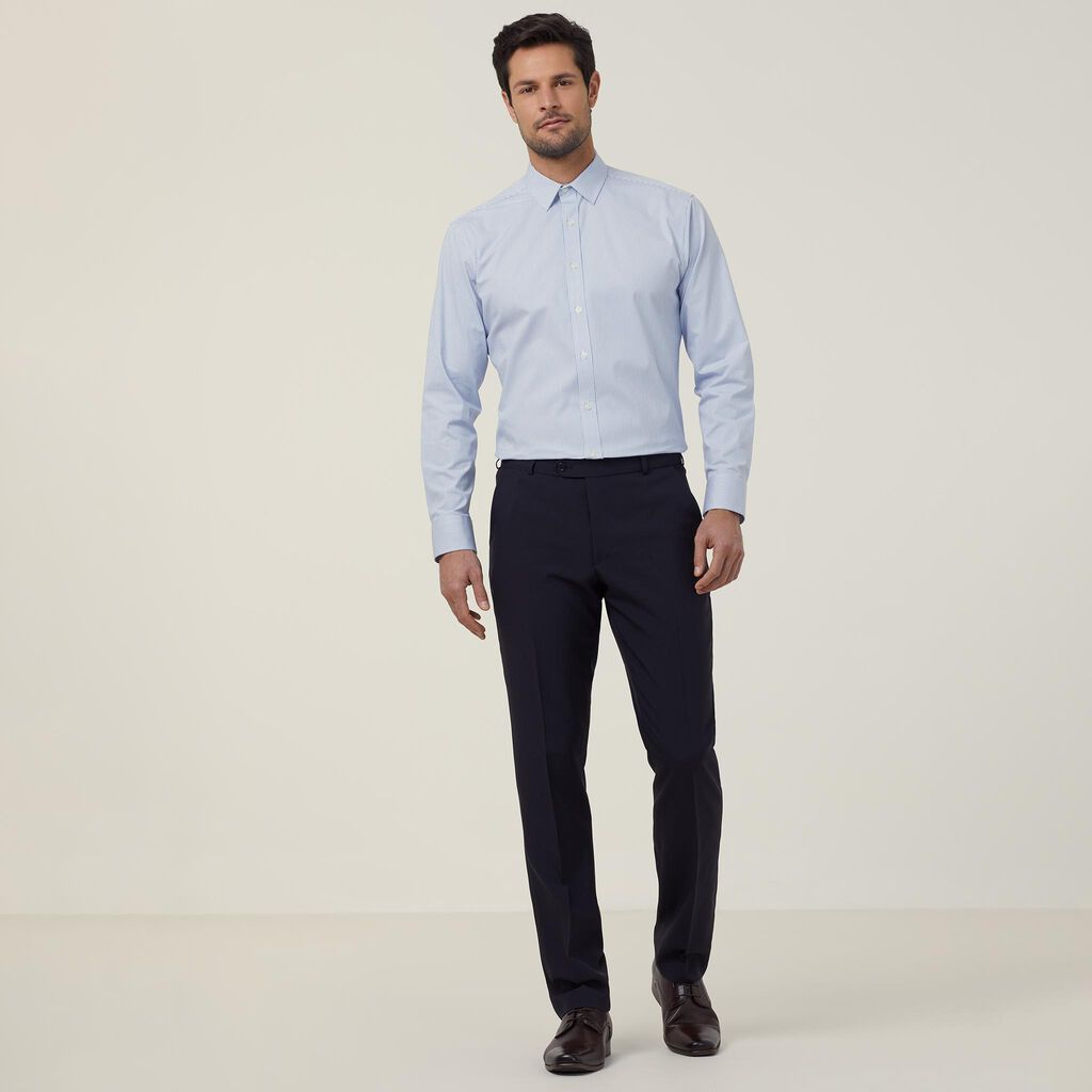 Avignon Fine Block Stripe Stretch Long Sleeve Shirt
