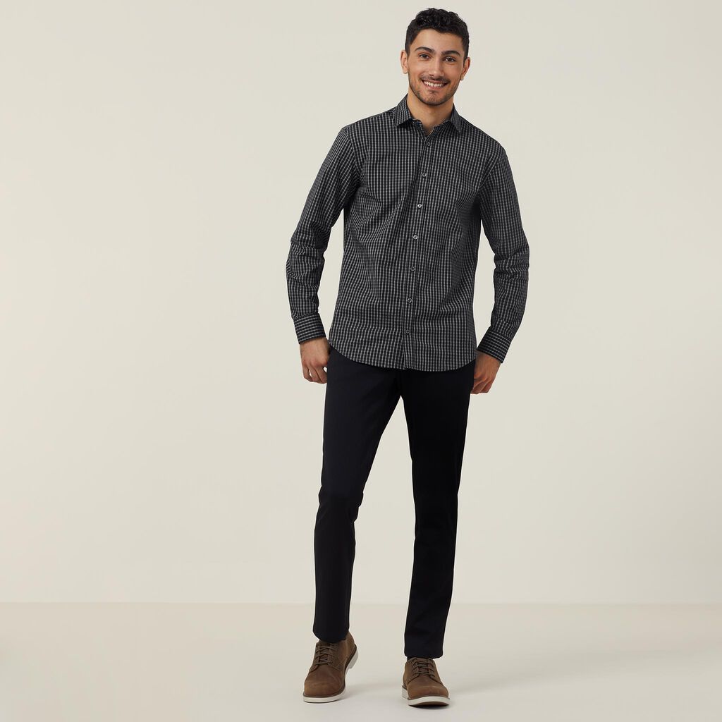 Avignon Window Check Stretch Long Sleeve Shirt