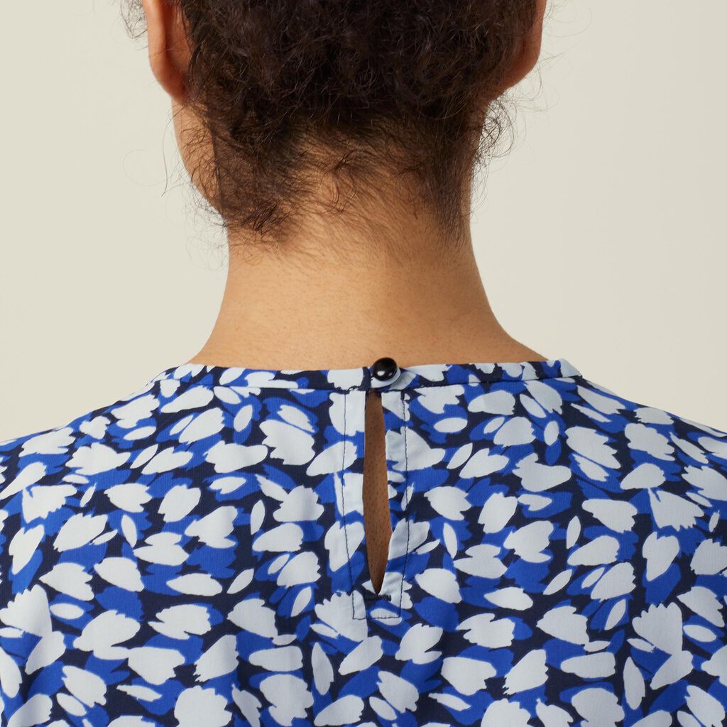 Antibacterial Petal Print Short Sleeve Top