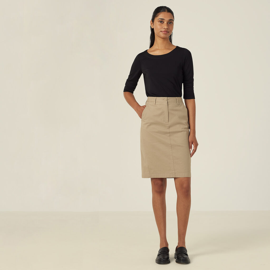 Stretch Cotton Chino Skirt