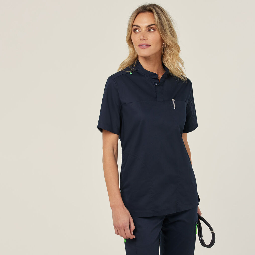Next-Gen Antibacterial Active Doherty Mandarin Collar Scrub Top