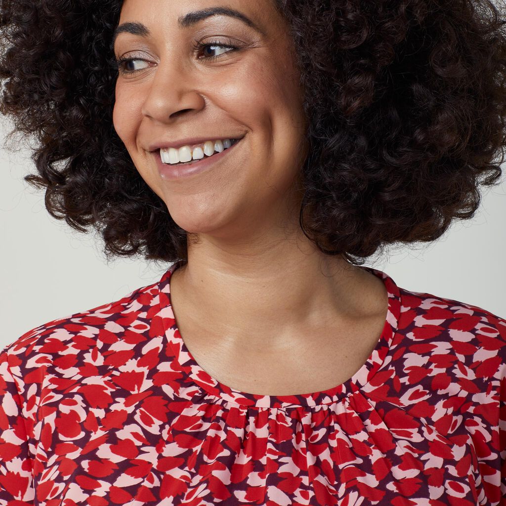 Antibacterial Petal Print Short Sleeve Top
