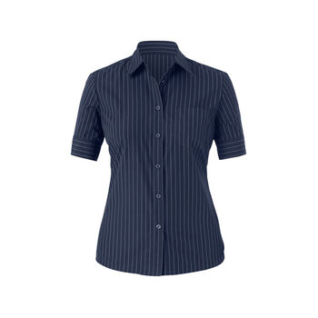 Cotton Blend Stripe Short Sleeve Action Back Shirt
