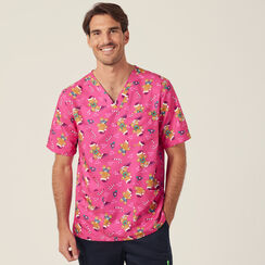 Festive Gingerbread Surfer Print Scrub Top