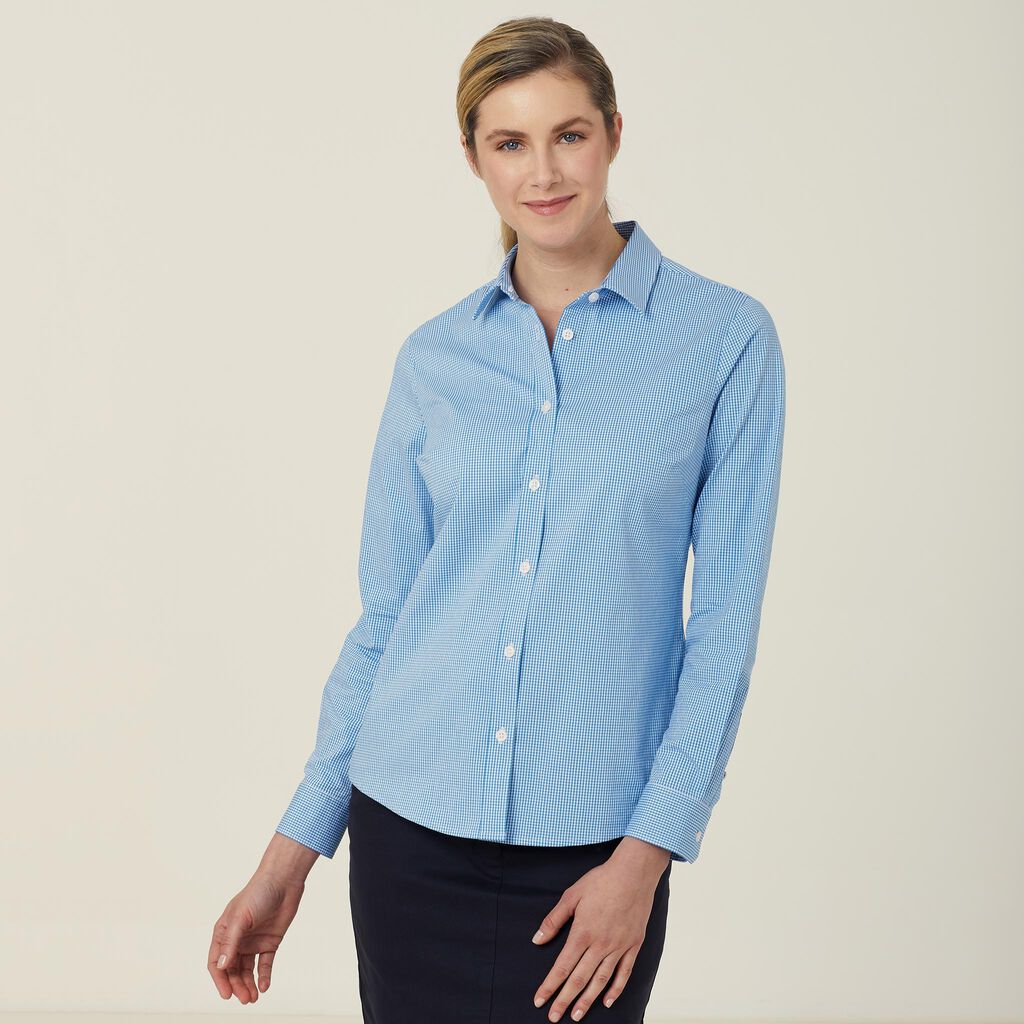 Avignon Gingham Check Stretch Long Sleeve Slim Shirt