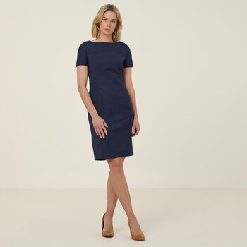 Sharkskin Short Sleeve Detail Dress