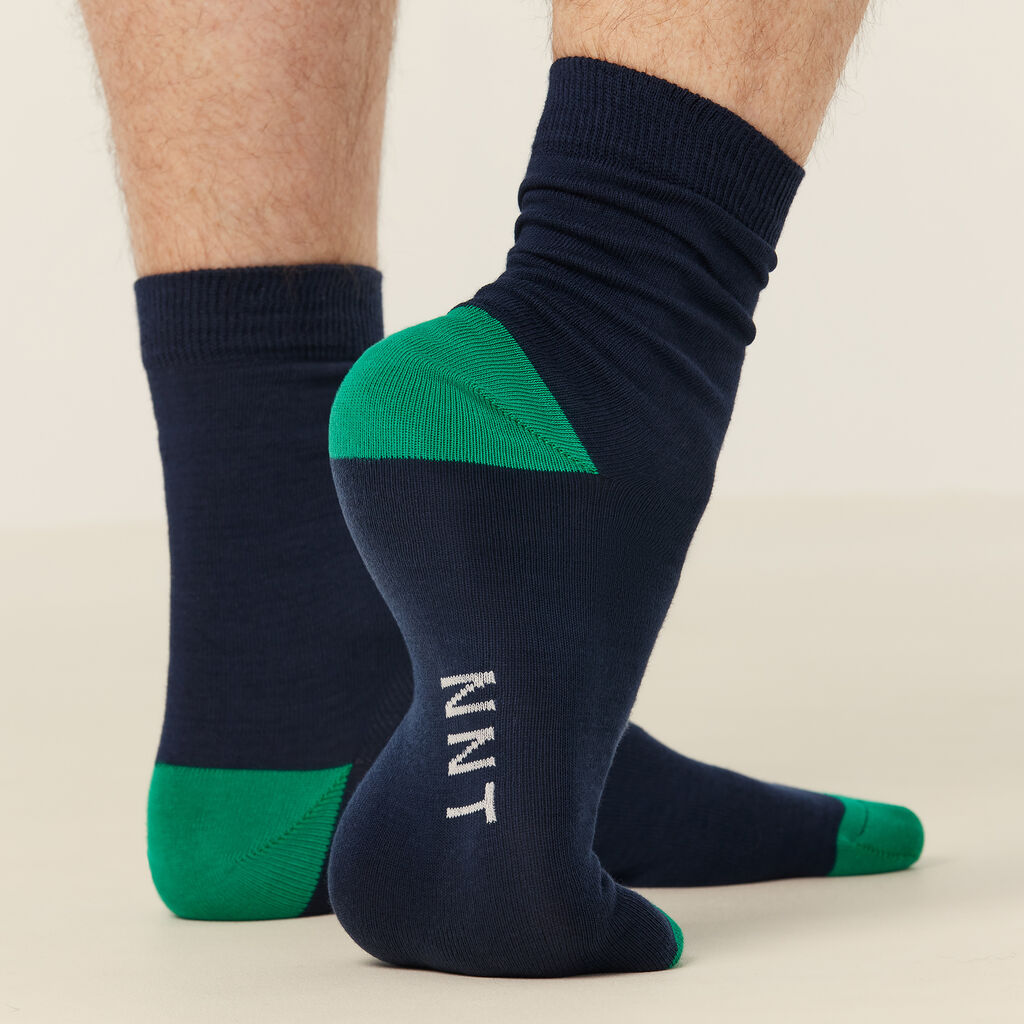 Contrast Cotton Blend Crew Socks