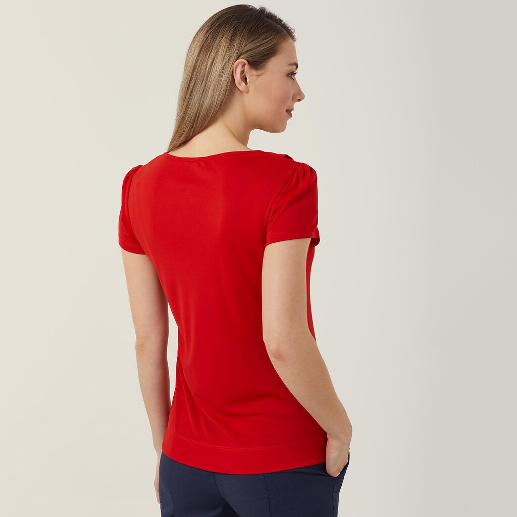 Matt Jersey Cap Sleeve Ruffle Neck T-Top