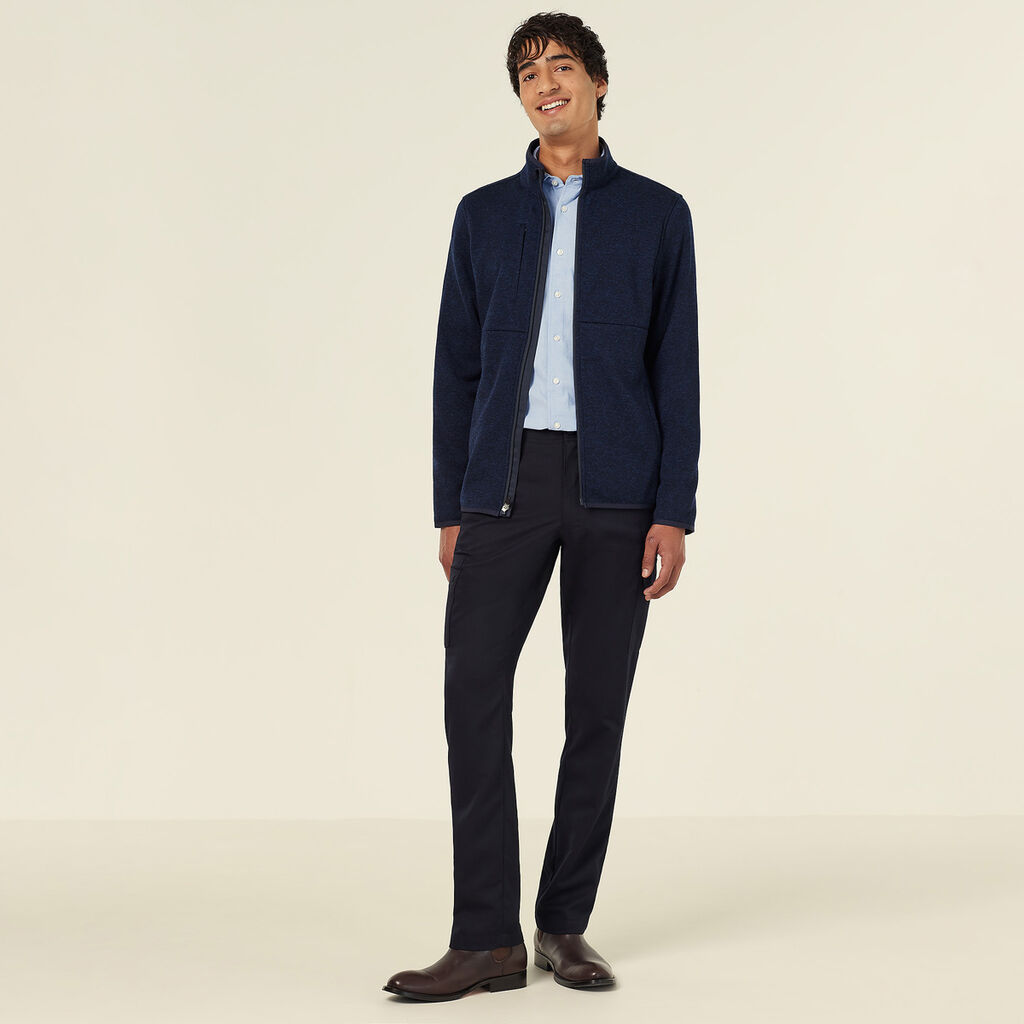 Men's Textured Fleece Zip Front Jacket