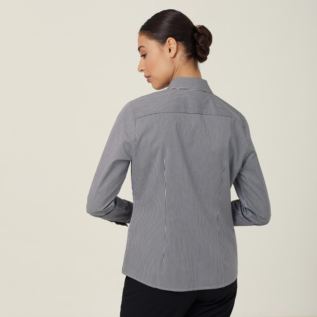 Avignon Gingham Check Stretch Long Sleeve Slim Shirt